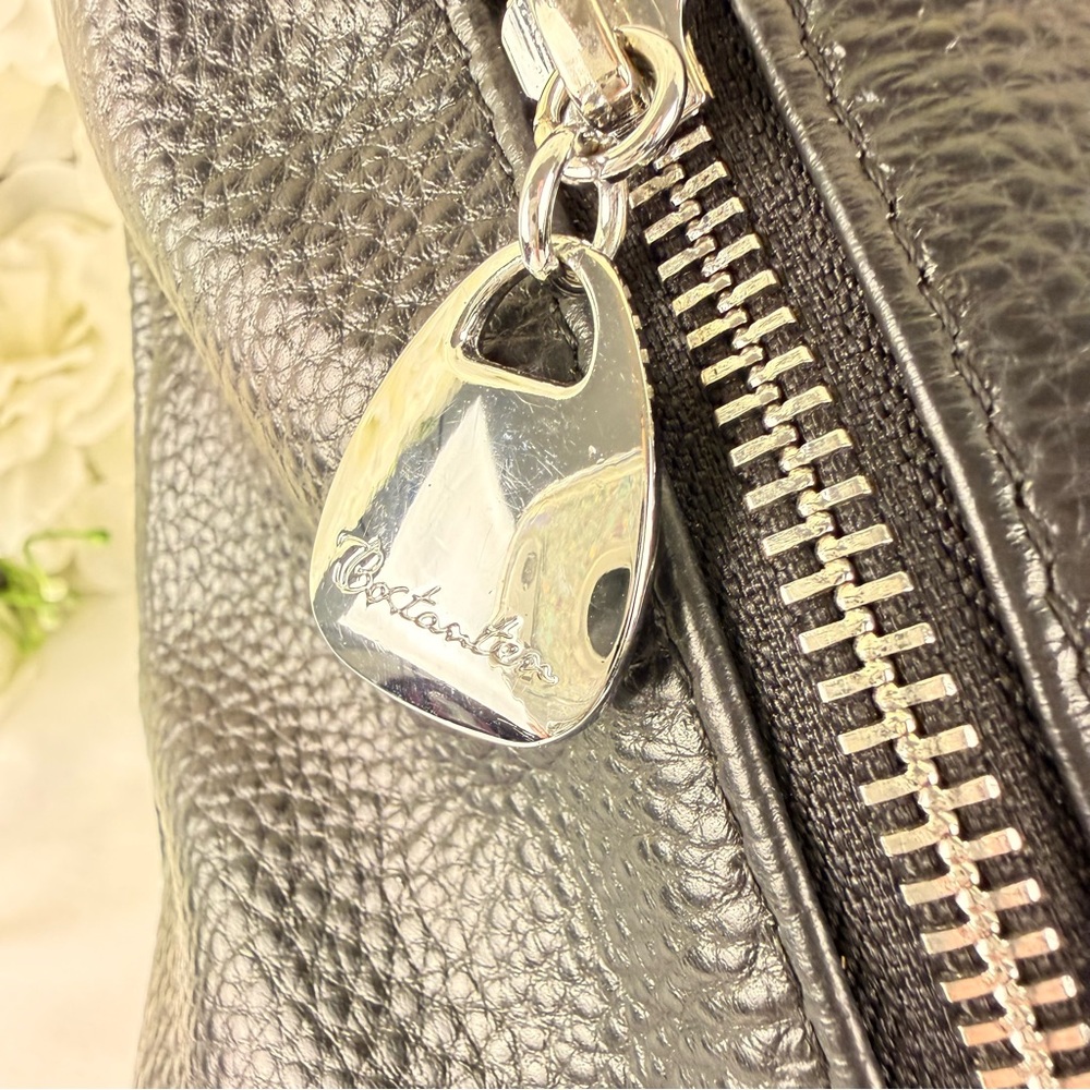 👜 Bostanten Genuine Leather Hobo Shoulder Bag Black Silver Hardware - Picture 6 of 11